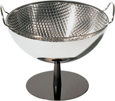 Alessi Obstschale/Sieb AC04 aus Edelstahl: Moderne Küchenschale mit Siebeinsatz und Ständer für Obst und Gemüse.